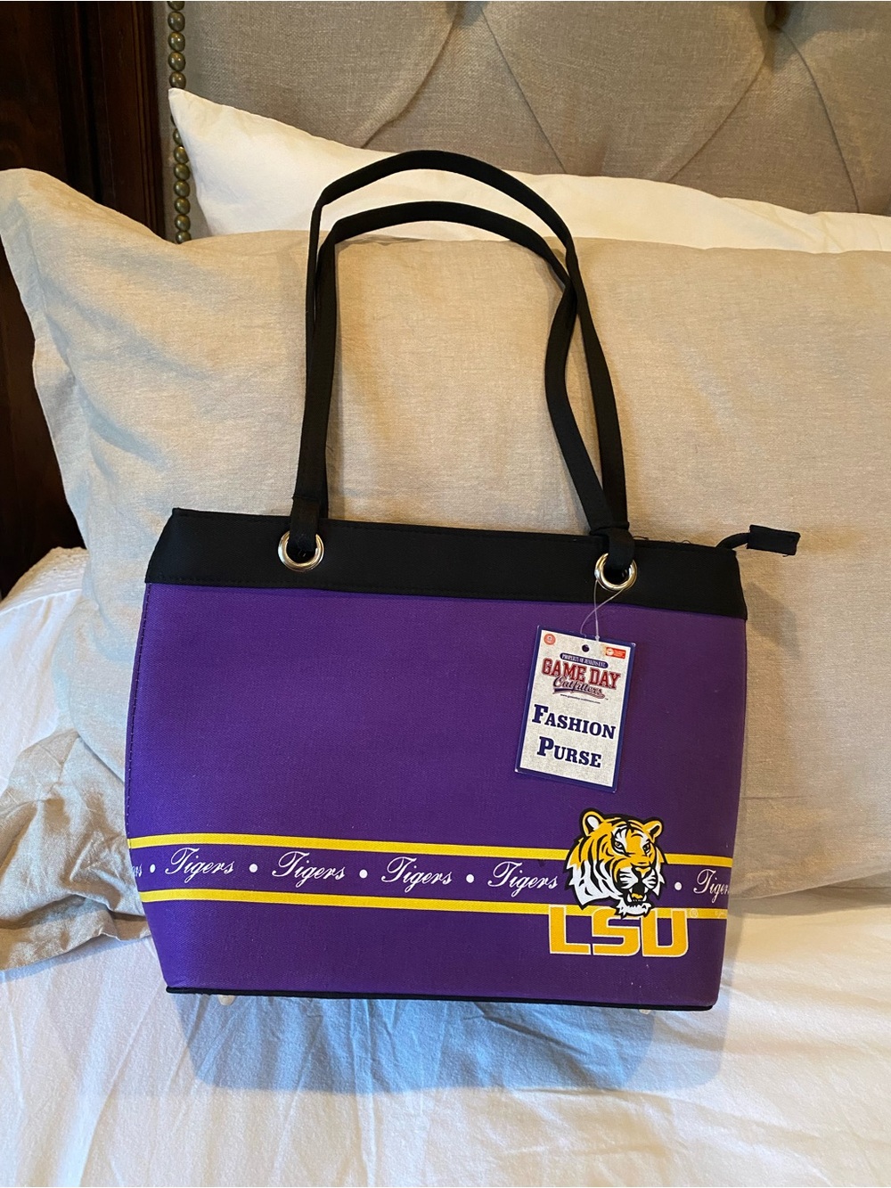LSU Purple and Black Game Day Tote Bag